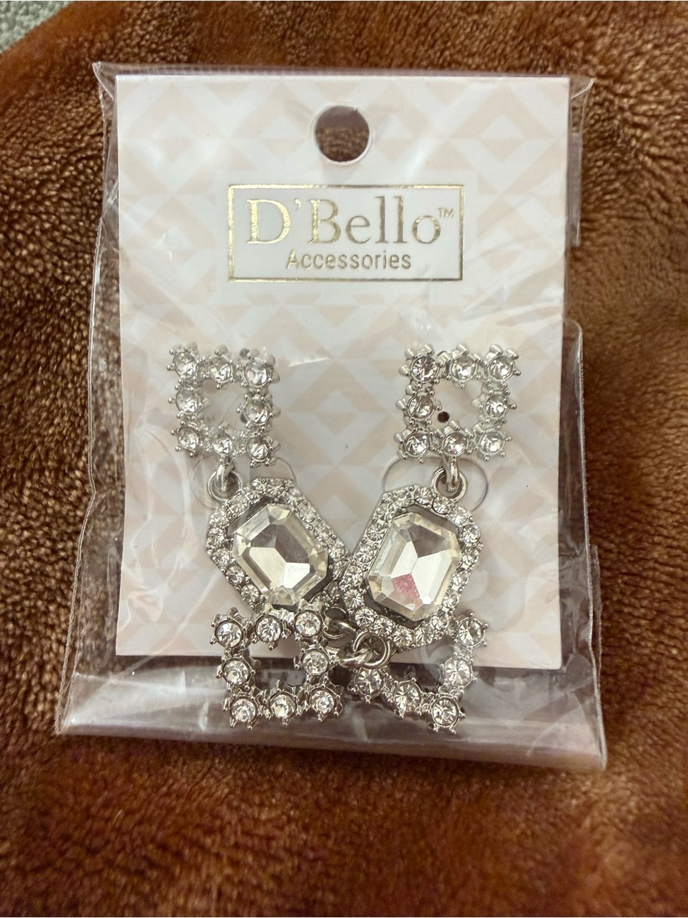 Silver Crystal Drop Earrings - Clear Rhinestone Statement